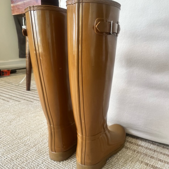 Women’s HUNTER ORIGINAL TALL Refined GLOSS  Rain Boots SIZE 8 Brown - Picture 12 of 13